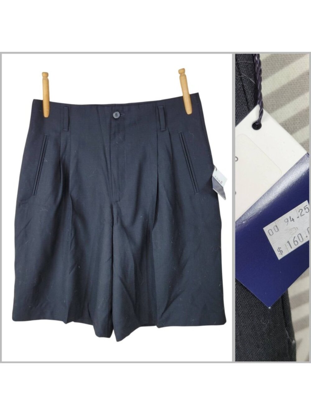 NEW Como Sport Women's size 8 Golf Shorts 100% Wool Italian Pleated Black Italy